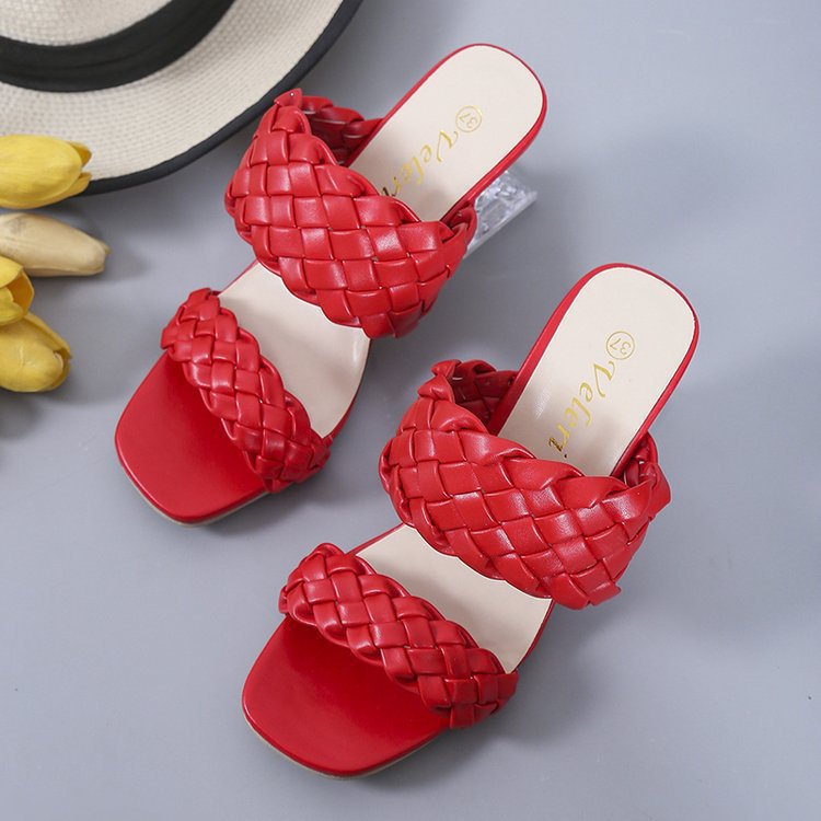 Cross-Shaped Crystal High Heel Slippers for Women - EnigmaParis