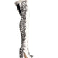 Women's Plus Size Pointed Snakeskin High Over-The-Knee Boots.