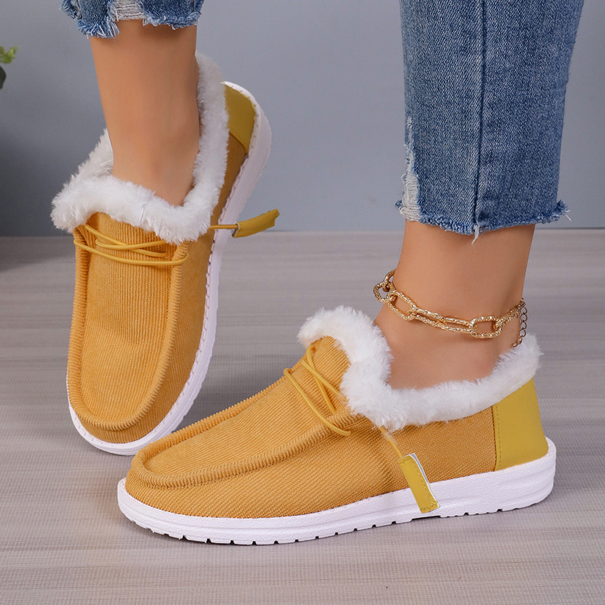 Women's Round Head Lace Plus Velvet Warm Shoes - EnigmaParis