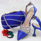 Women's Royal Blue Square Handbag And Pointed Pumps - EnigmaParis