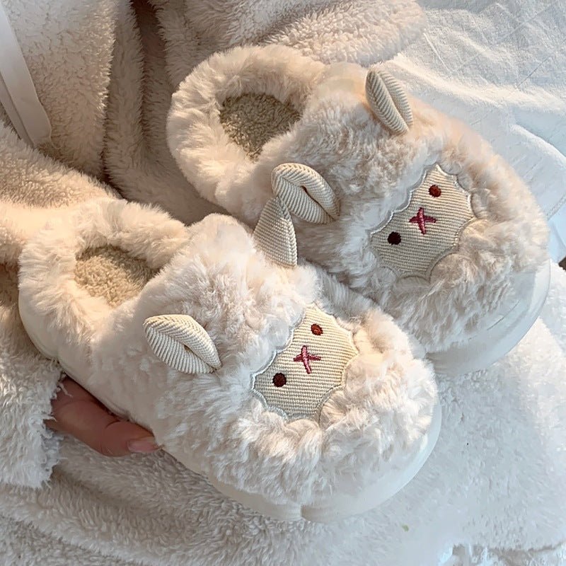 Adorable Little Sheep Cotton Slippers for Ladies - Cozy and Charming Footwear - Enigmaparis