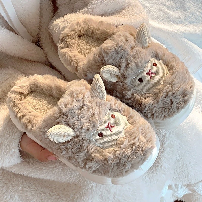 Adorable Little Sheep Cotton Slippers for Ladies - Cozy and Charming Footwear - Enigmaparis
