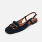 Women's Tassel Buckle Sandals Retro Square Toe.