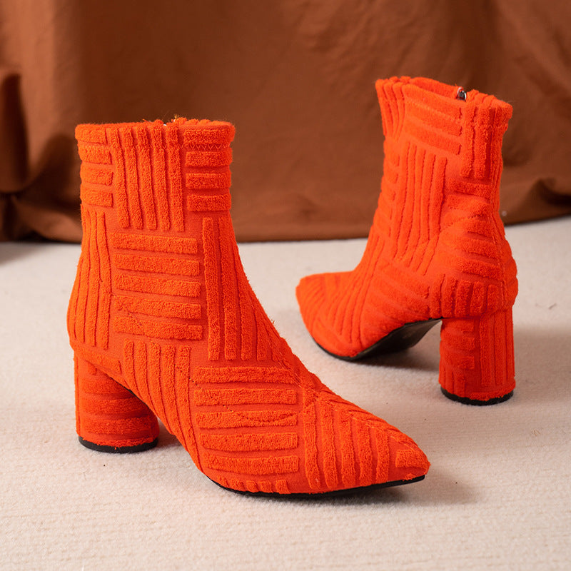 Women's Shoes Pointed Toe Zip High Heel Boots Fashion - EnigmaParis