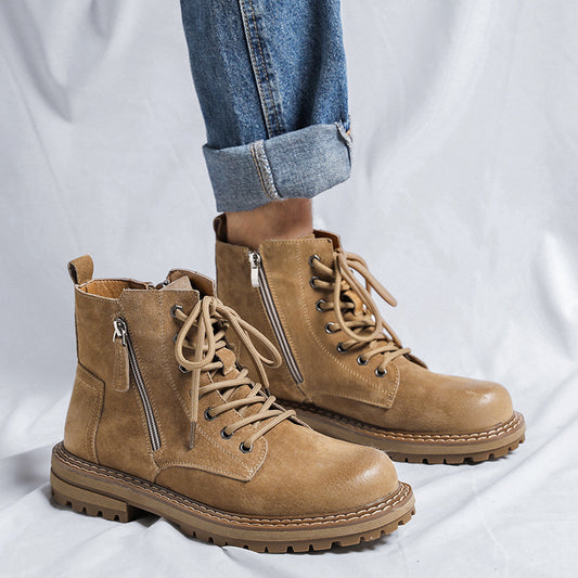 Men's Side Zipper Ankle Boots: Super Popular INS High Street Fashion - EnigmaParis