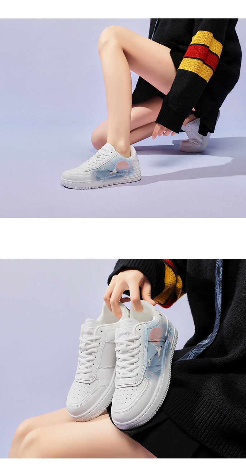 Ancient Style White Crane Board National Style Cute Wild White Shoes - Enigmaparis