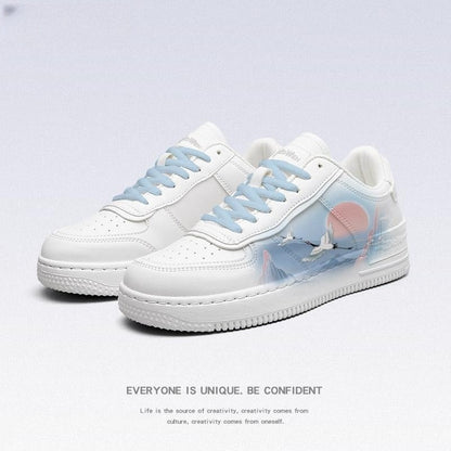 Ancient Style White Crane Board National Style Cute Wild White Shoes - Enigmaparis