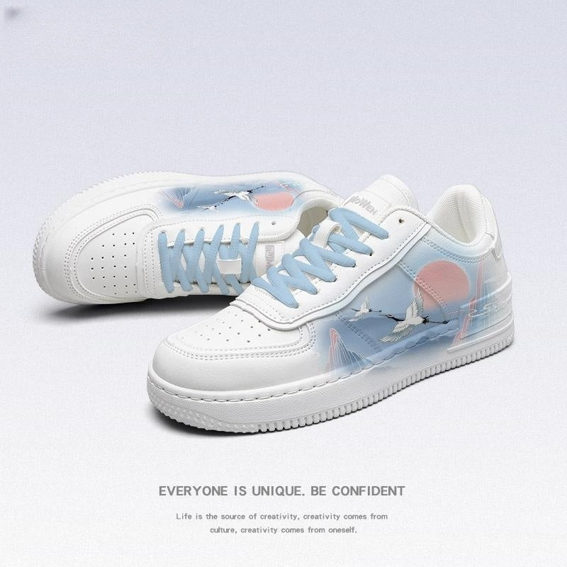 Ancient Style White Crane Board National Style Cute Wild White Shoes - Enigmaparis