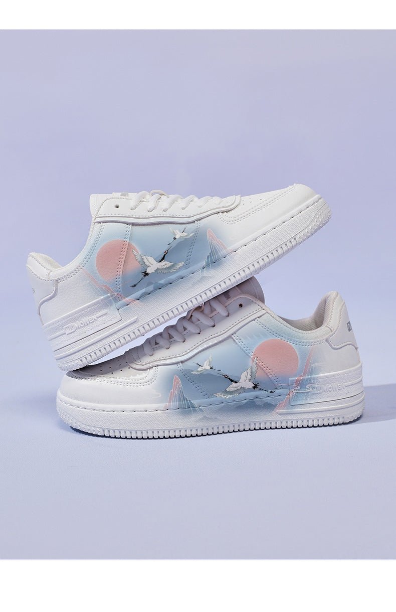Ancient Style White Crane Board National Style Cute Wild White Shoes - Enigmaparis