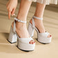 Women's Plus Size Chunky Heel High Heel Sandals.