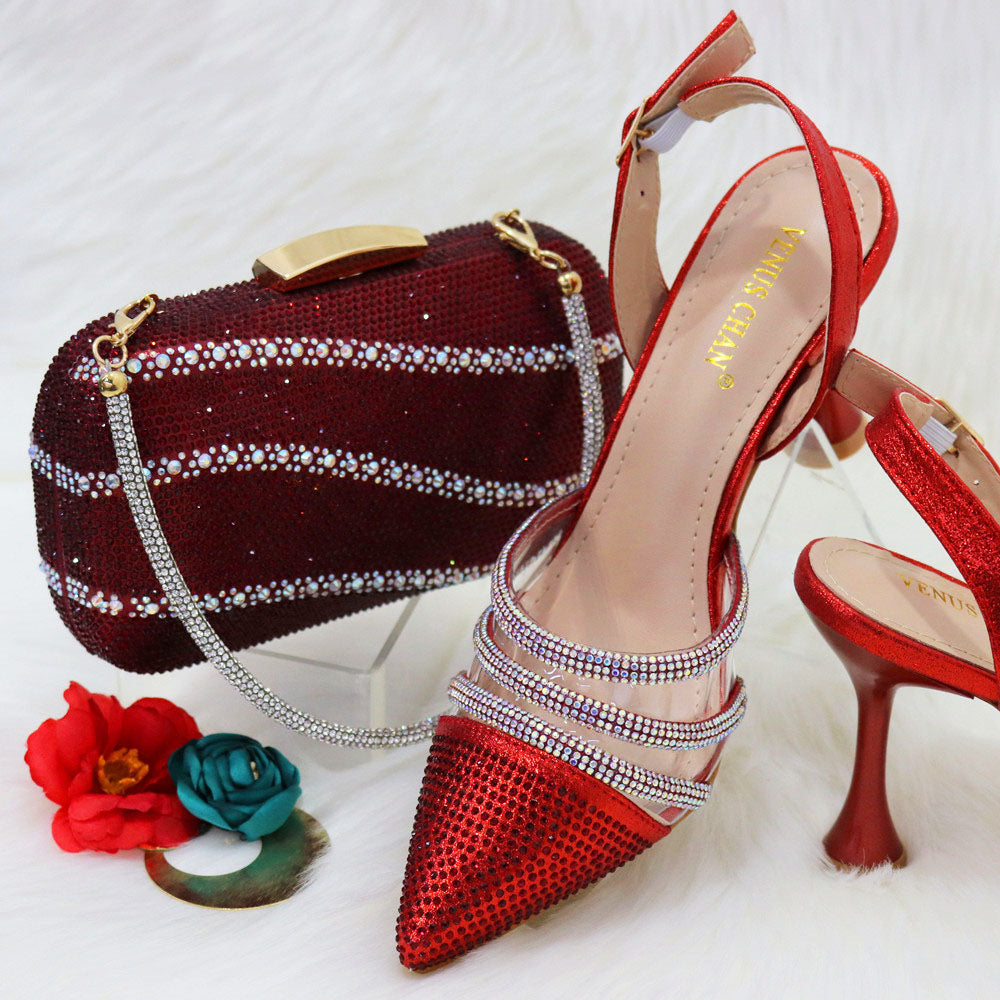 Women's Royal Blue Square Handbag And Pointed Pumps - EnigmaParis