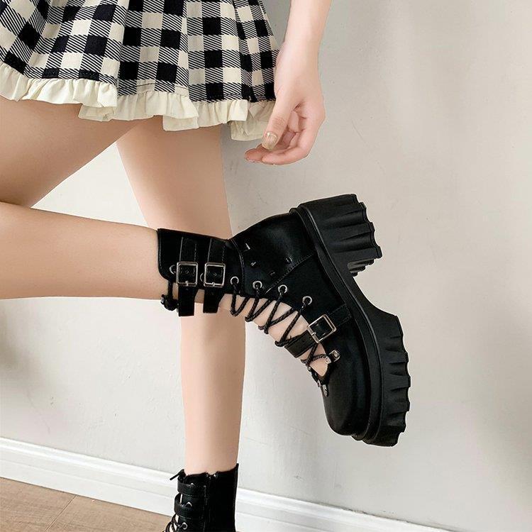Gothic Hollow Out Martin Boots Women Increase Height