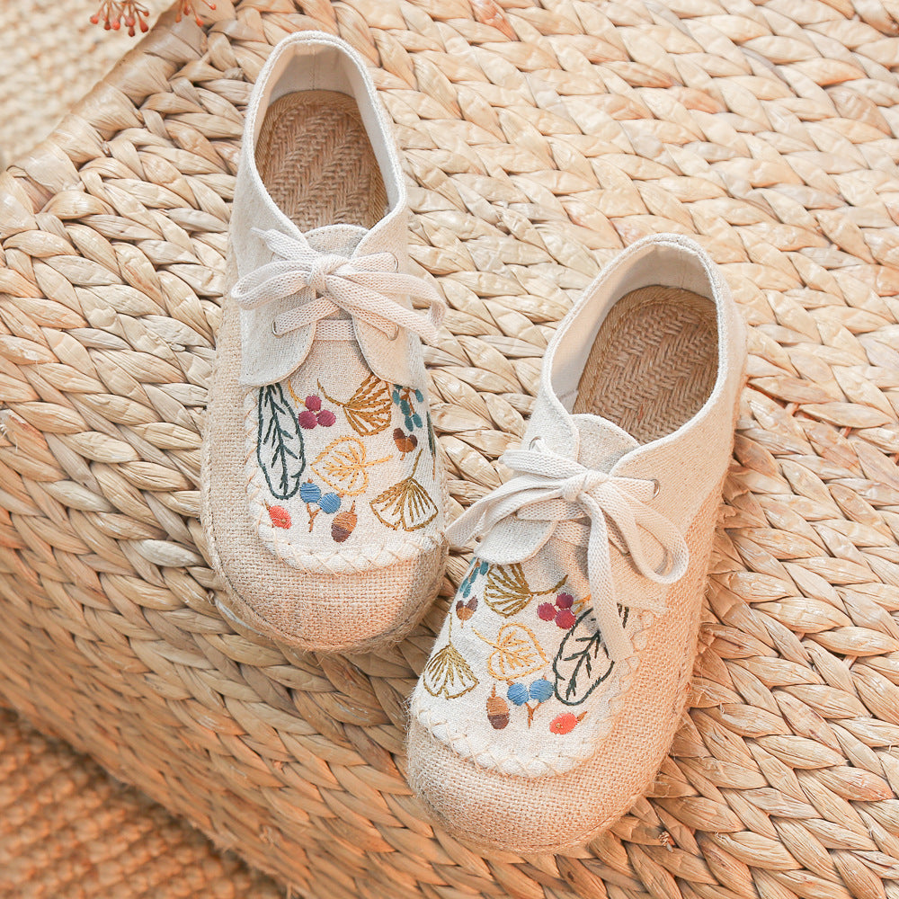 Ethnic Embroidered Lace-up Cotton Linen Shoes