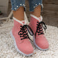 Women's Plus Size Fashionable Flat Plush Boots - Stylish and Comfortable Footwear.