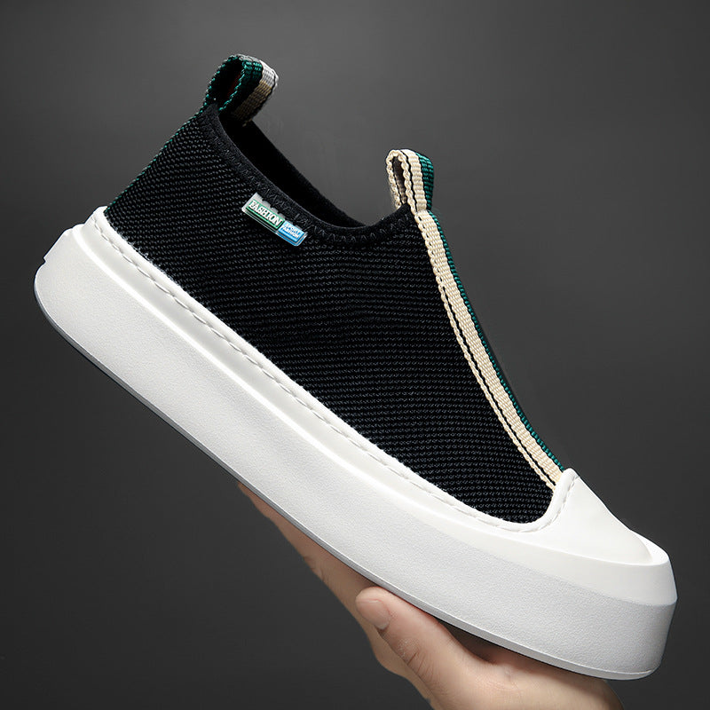 Men's Loafers: All-Match Flying Woven, Breathable Mesh, Thick-Soled
