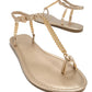 Round Toe Flat Toe Metal Chain Sandals Women's Large Size Beach Sandals