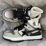 Women's Niche Five-pointed Star Rubber Board Shoes - Stylish Contrast Color Footwear.