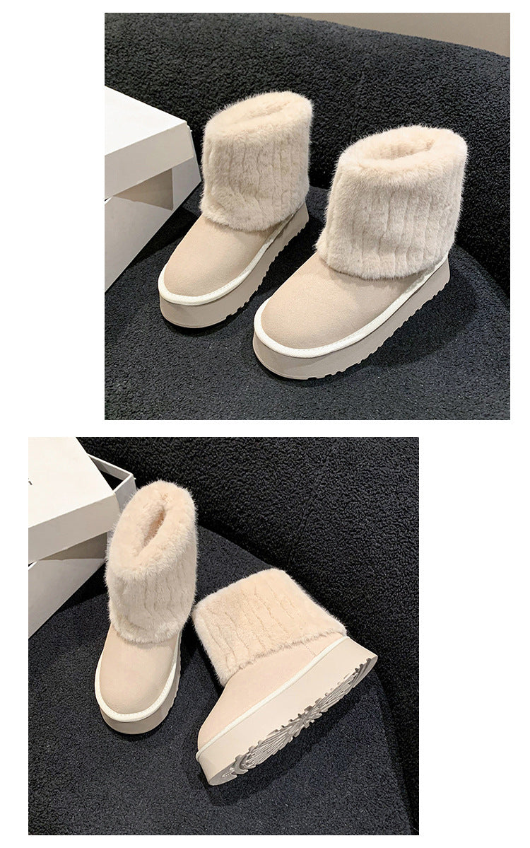 Women's Thick-soled Fur Snow Boots - EnigmaParis