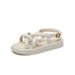 Blue Flat Roman Sandals With Cross Straps