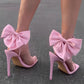 Rhinestone Stiletto Sandals With Back Bow