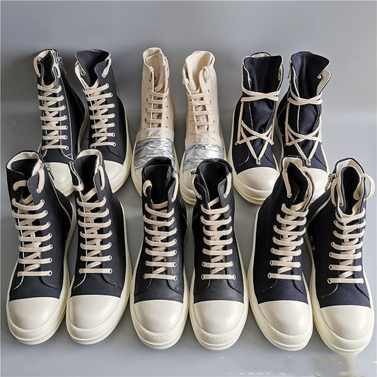 19SS High-Top Shoes - Stylish Canvas High-Top with Thick Sole