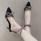 Women's Fashion Rhinestone Bow Pointed High Heels - EnigmaParis
