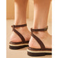 Women's Chunky Heel Retro Cross Strap Sandals
