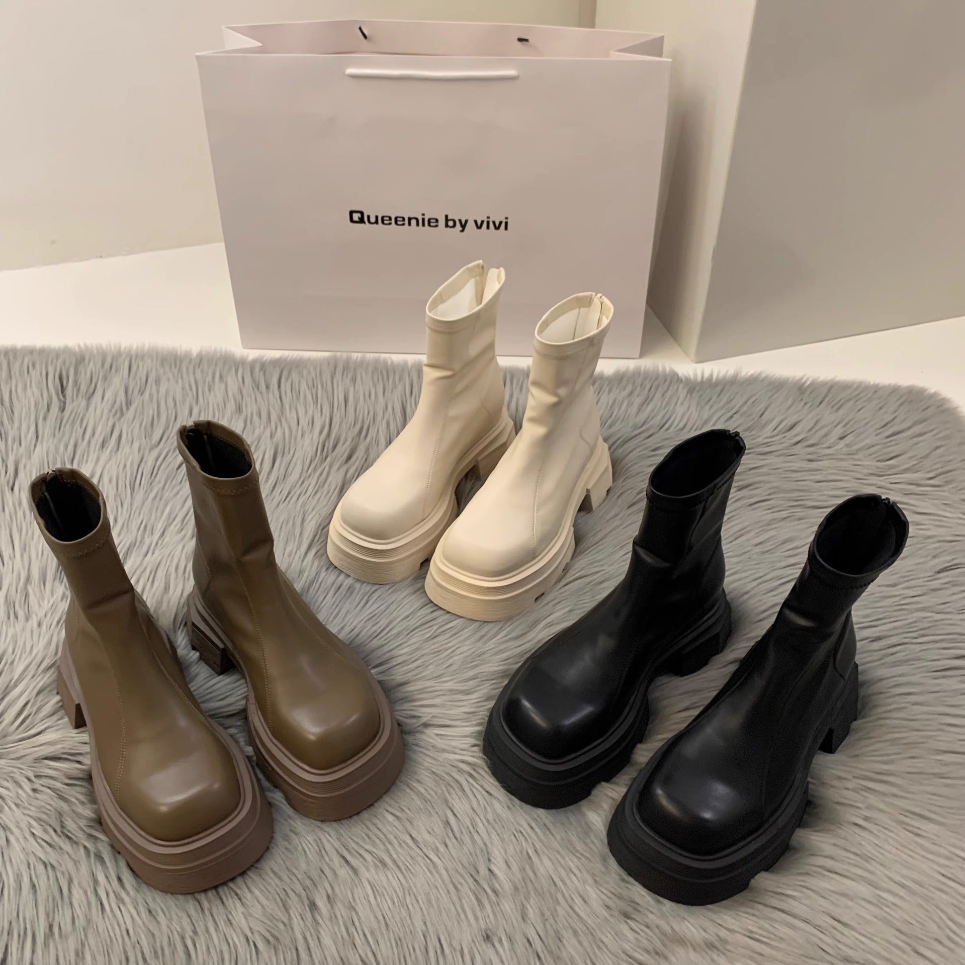 Thick Bottom Square Toe Martin Boots Women - EnigmaParis