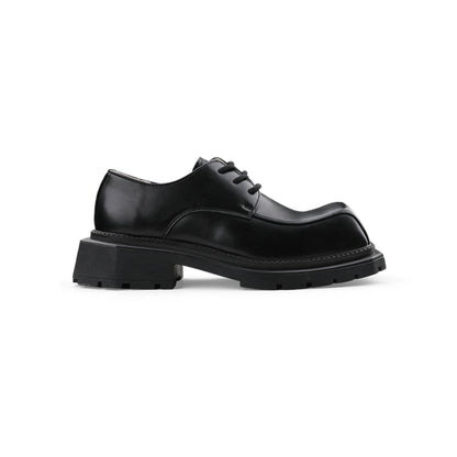 Fashion Woman's Big Head Square Head Leather Shoes with Thick Sole - Casual and Stylish Footwear - EnigmaParis