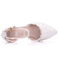 White Lace Flower Tassel Wedding Shoes