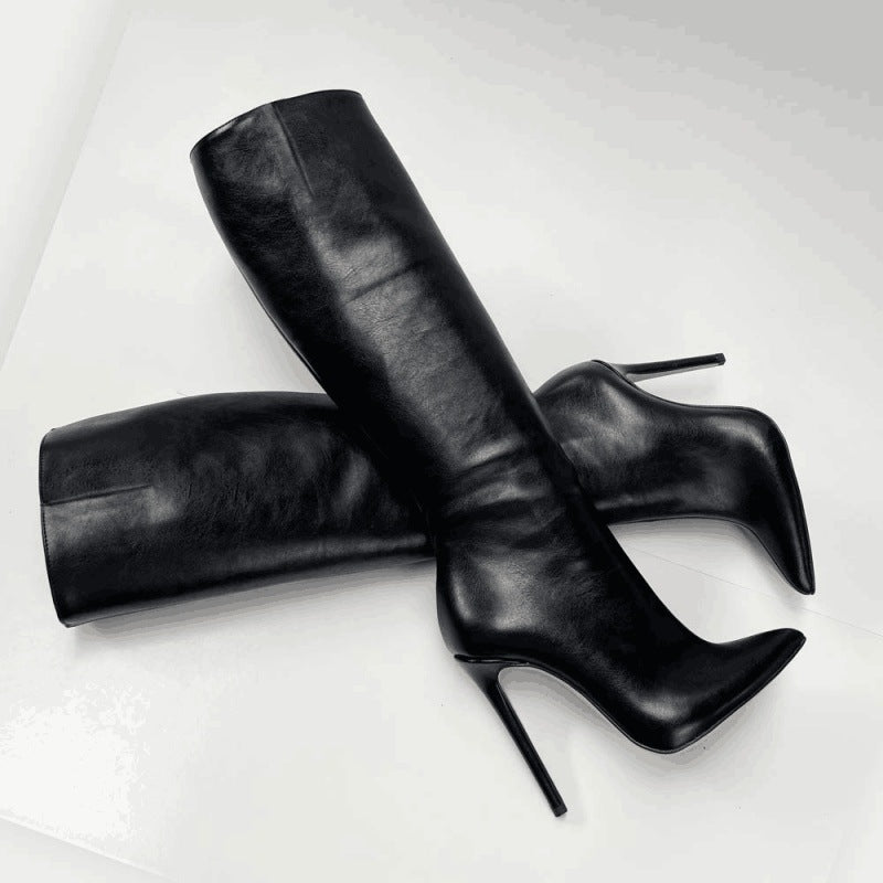 Pointed Toe Stiletto Heel High Leg Boot Foreign Trade Women's Boots - EnigmaParis