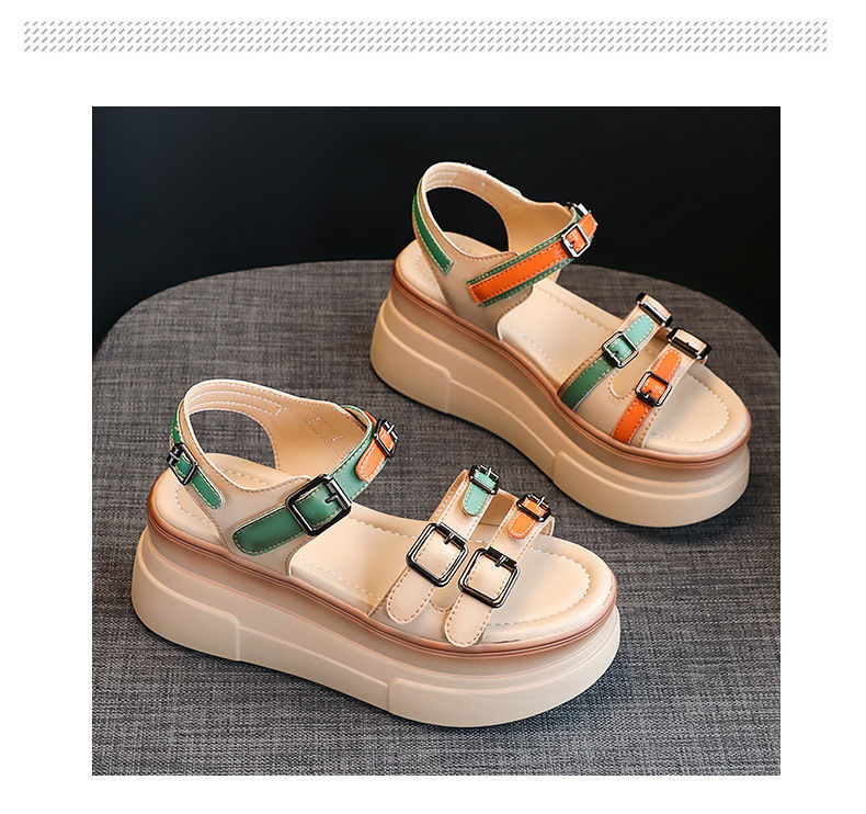 Colorful Color Matching Trendy Women's Summer Platform Sandals