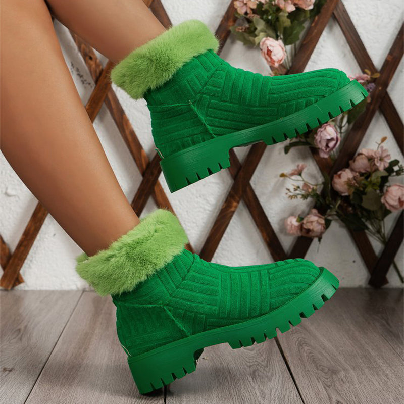 Winter Ankle Boots Fashoin Thick-soled Thickened Snow Boots For Women Plush Shoes - EnigmaParis