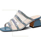 Women's Colored Diamond Breathable Mesh Mid-heel Sandals And Slippers