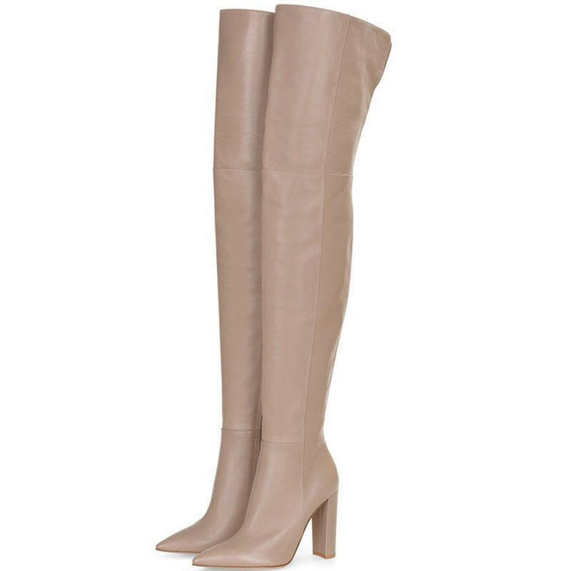 Women's Plus Size Pointed Snakeskin High Over-The-Knee Boots.
