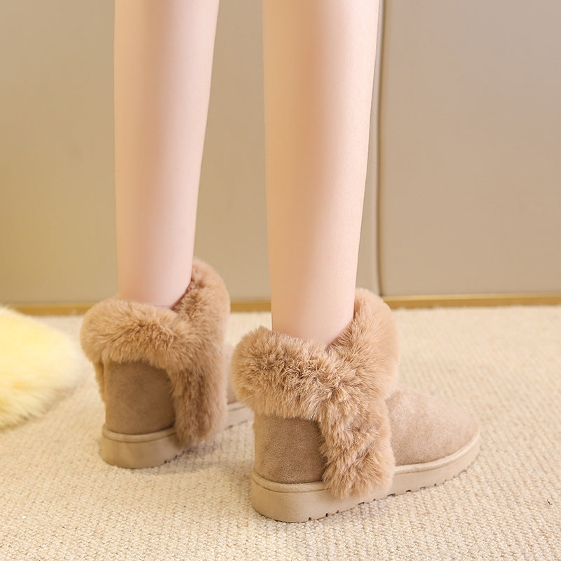 Snow Boots For Women Students Winter Warm Slip On Fluffy Platform Comfy Fleece Ankle Boots Non-slip Plush Cotton Shoes - EnigmaParis