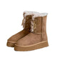 Women's Fashion Brown Warm Slugged Bottom Snow Boots.