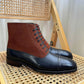 Three-joint Color-block Top Layer Leather Men's Shoes