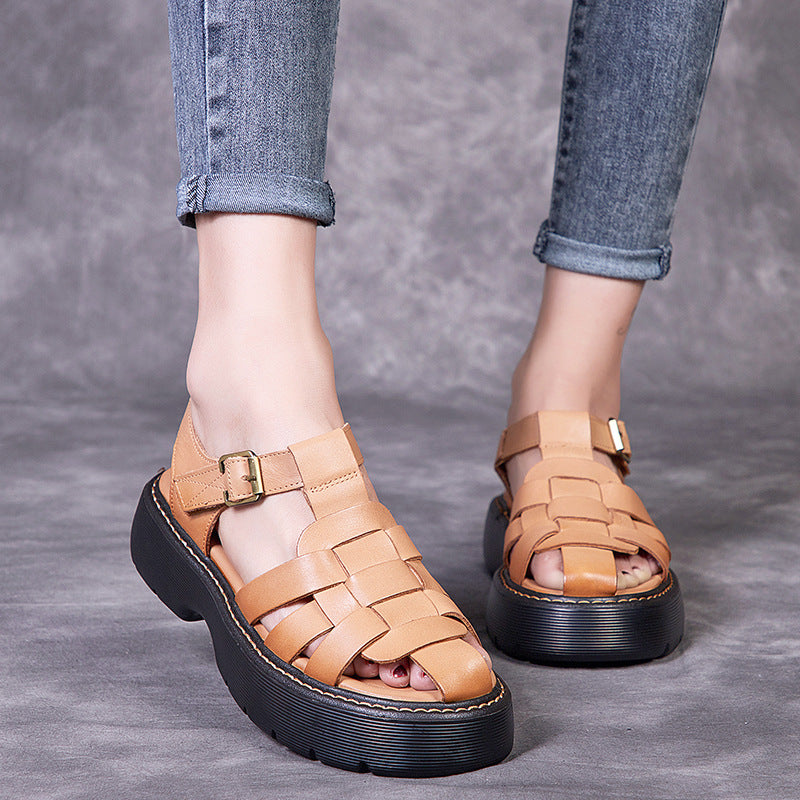 Leather Sandals Women's Summer New Retro Hollow