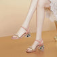 Women's Thick Heel Square Toe Leather Toe Mid Heel Sandals