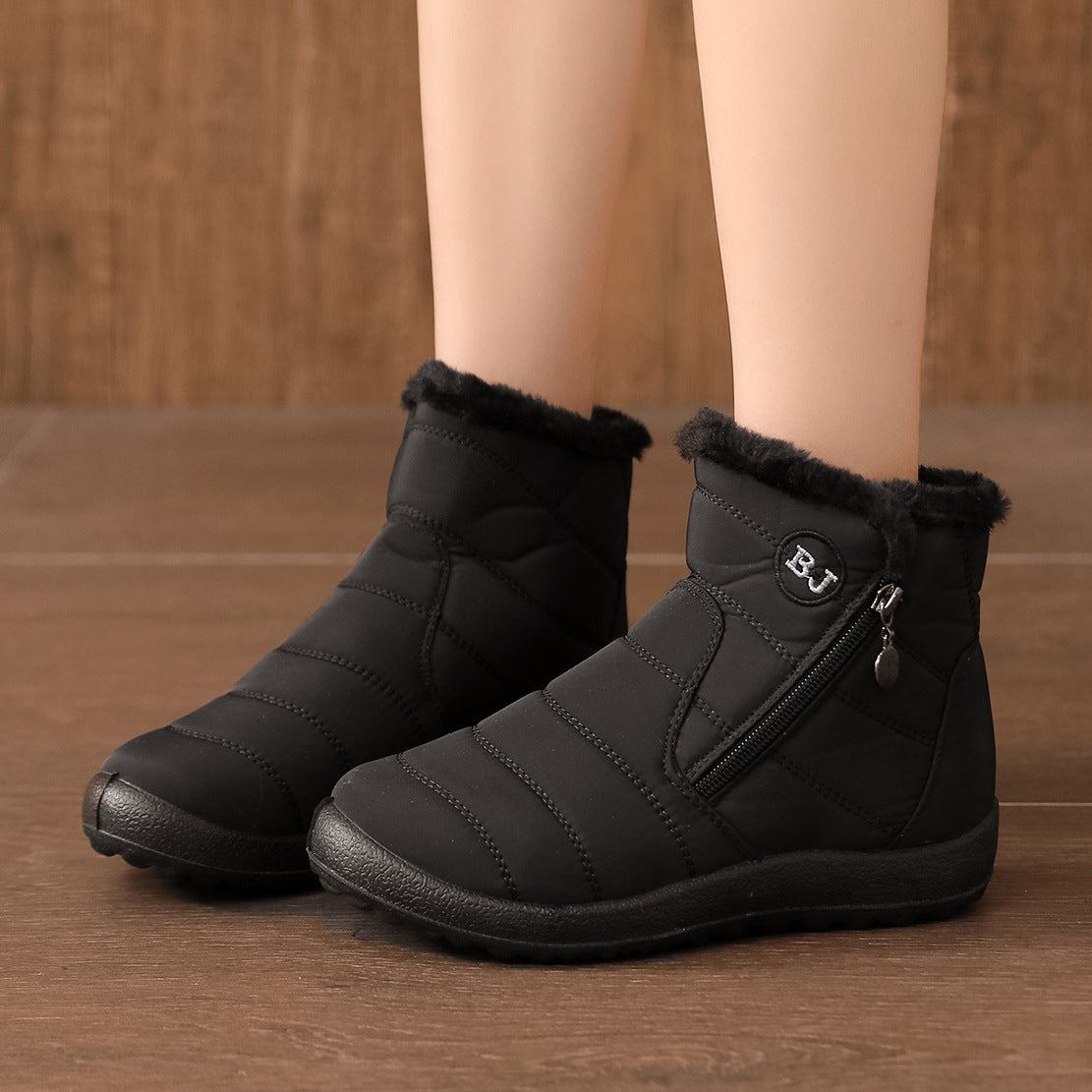 Side Zipper Mid-calf Widened Waterproof Plus Size Snow Boots - EnigmaParis