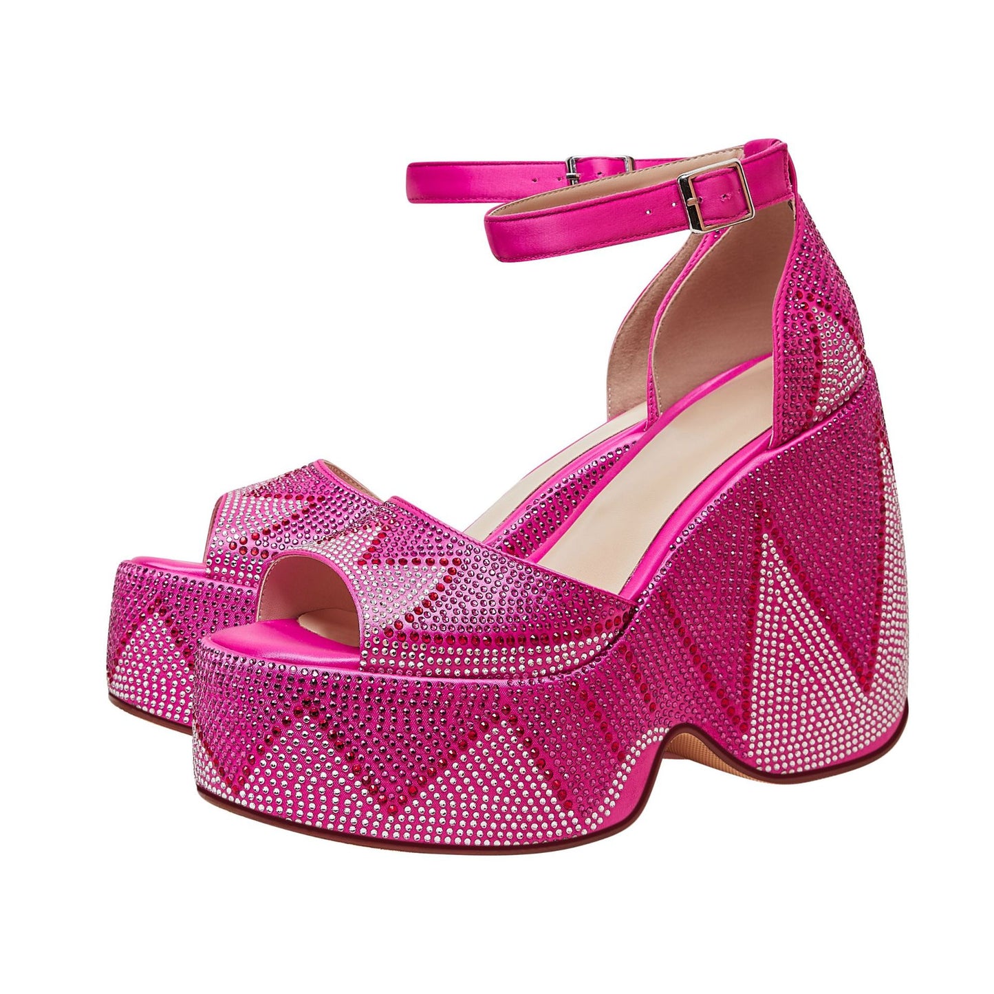 Luxury Rhinestone Platform Wedge Sandals - Stylish Thick Bottom Plus Size Footwear - EnigmaParis