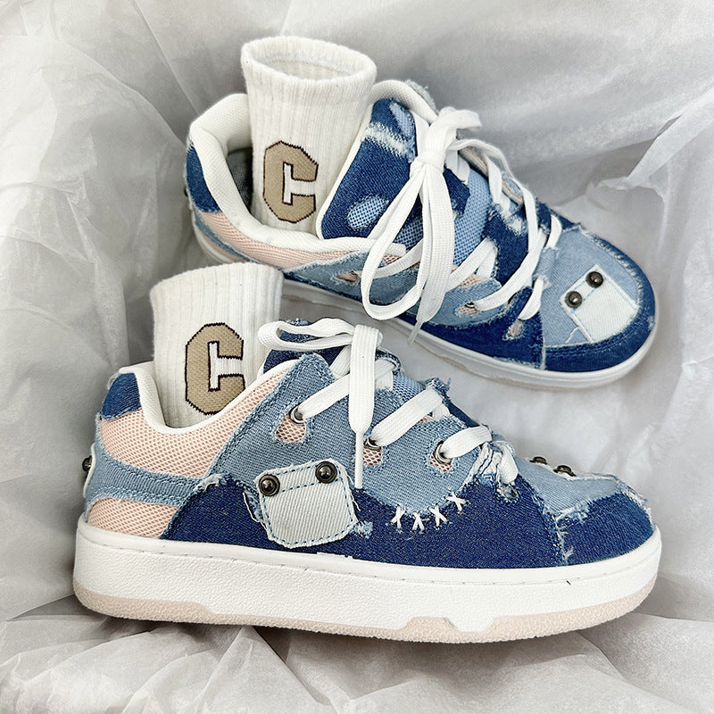 Denim Canvas Cold Glue Bread Shoes - Casual and Durable Footwear for Various Activities.