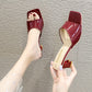 Women’s High Heel Peep Toe Slippers: Square Toe, Perfect for Summer - EnigmaParis