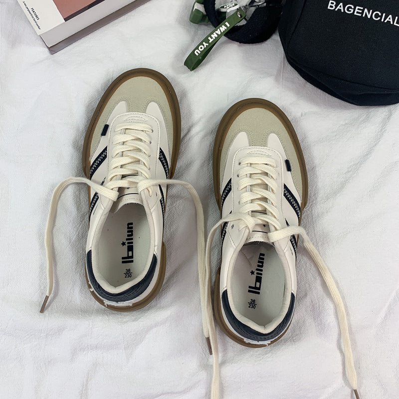 Step into Fall Fashion: Retro White Leather Shoes - Couple Style