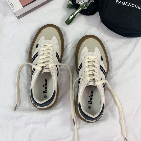 Step into Fall Fashion: Retro White Leather Shoes - Couple Style