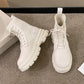 British Style Round Head Lace-up Knitted Mouth Casual Martin Boots Women - EnigmaParis