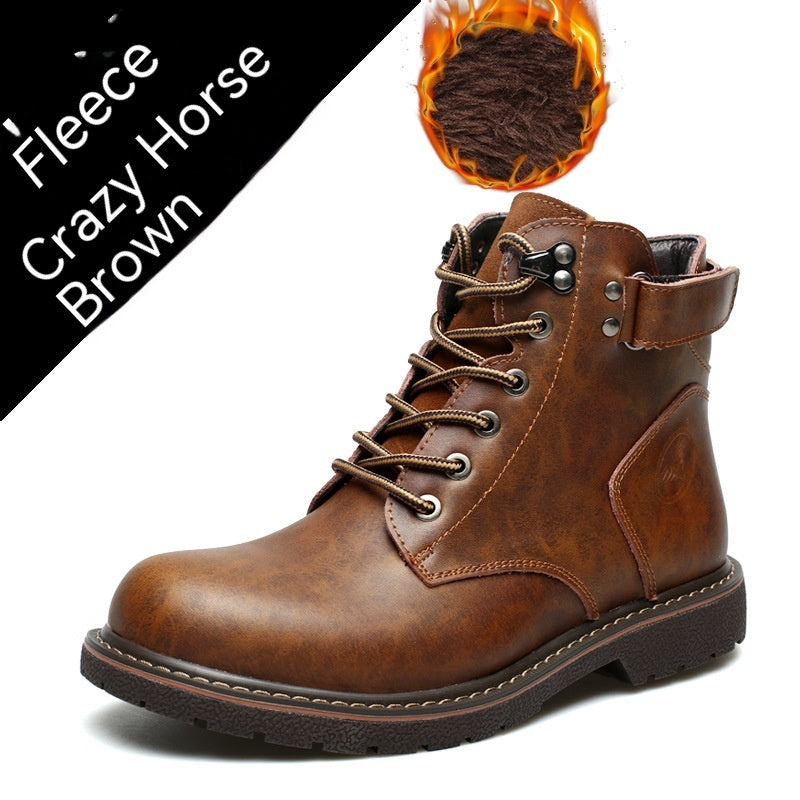 British Men Fleece-Lined Martin Boots - Casual Mid-Top | EnigmaParis - EnigmaParis