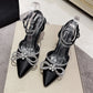Women's Fashion Rhinestone Bow Pointed High Heels - EnigmaParis