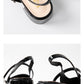 Square Toe High Heel And Fashion Retro Sandals